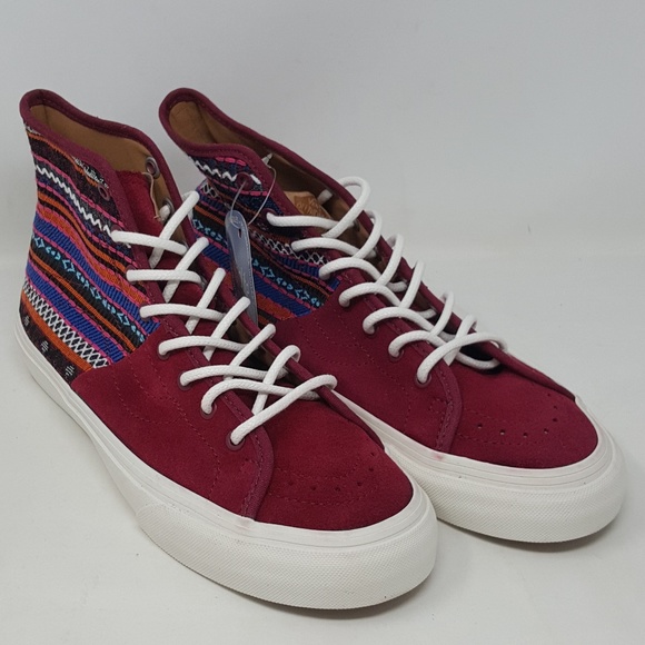 vans sk8 hi burgundy and white